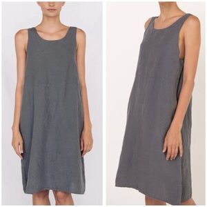 Flax Lagenlook Dress Linen Gray Coastal Boho Minimalist Capsule Organic Small